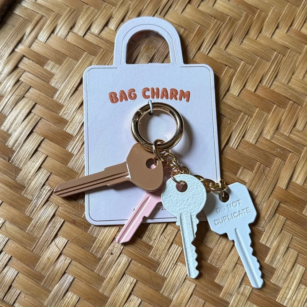 Anthropologie Dangling Keys Bag Charm Neutral Pink Brown NWT